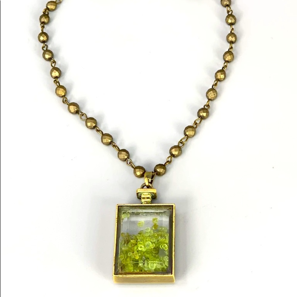 Melania Clara Long Pyrite Necklace w/Glass Pendant